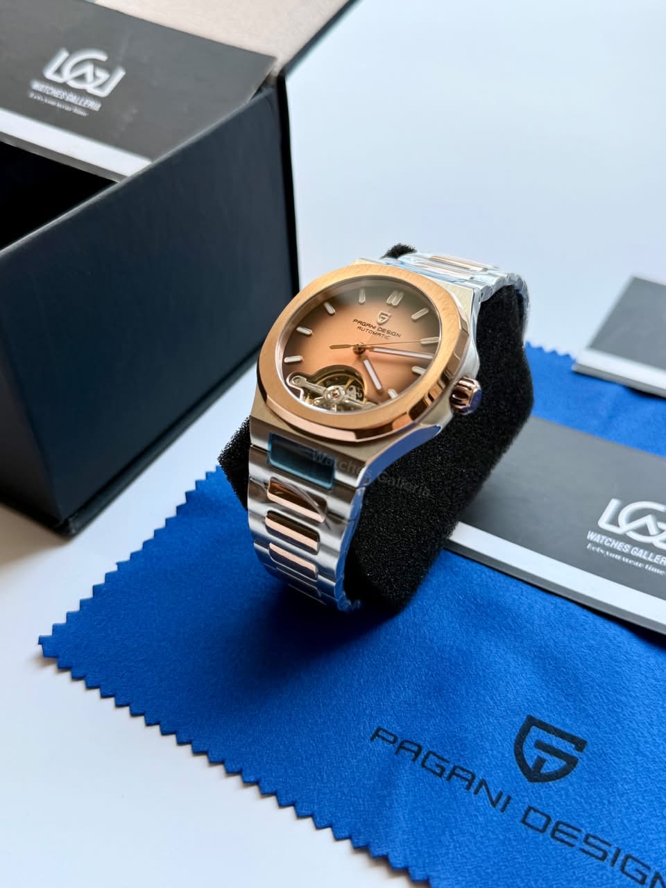 Pagani Design PDys025 Nautilus Flywheel Rose Gold 42mm Automatic Watch – Sapphire Crystal | E3251 Movement | 5ATM