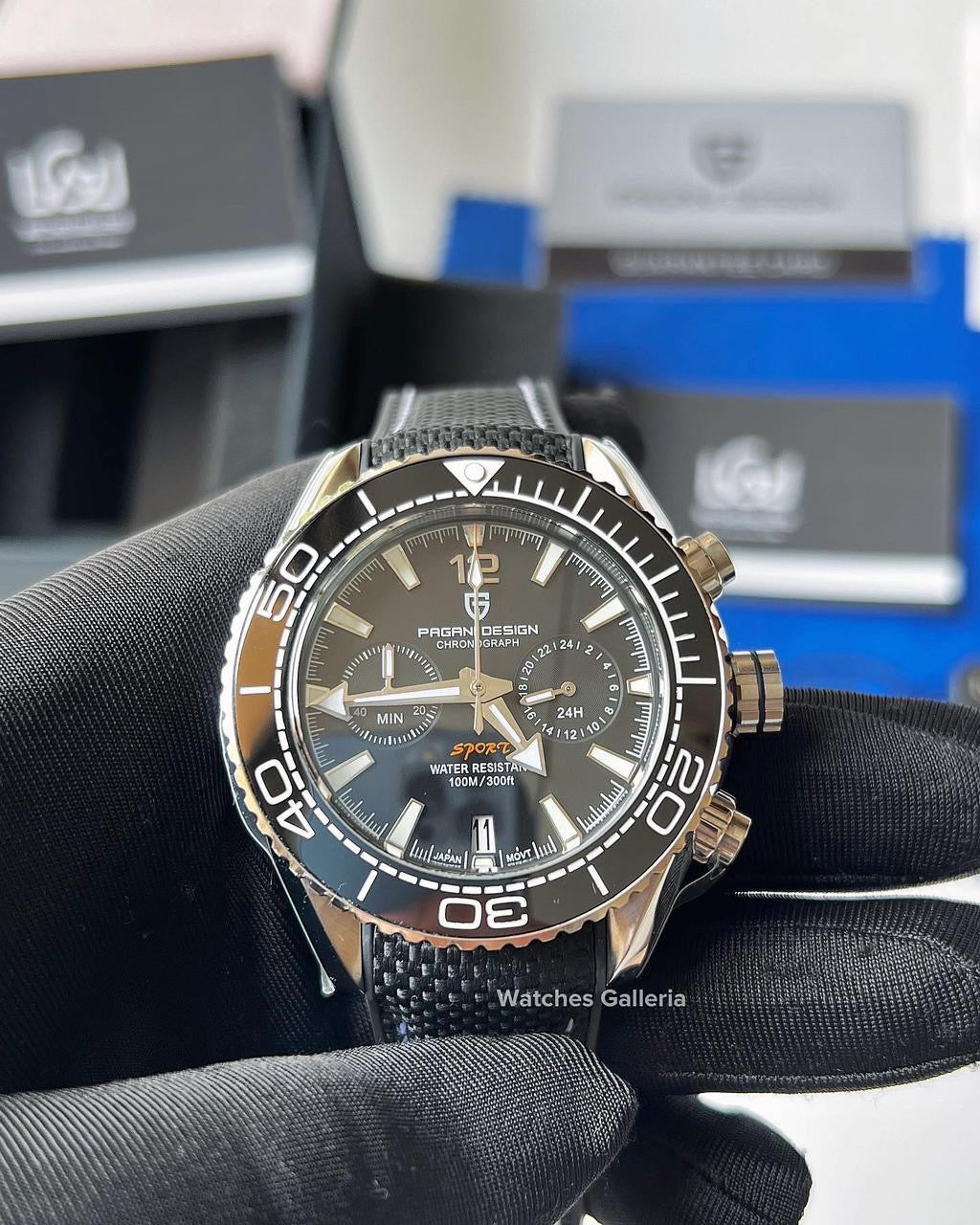 Pagani Design SeaMaster Planet Ocean Chronograph Quartz (Black) PD1711