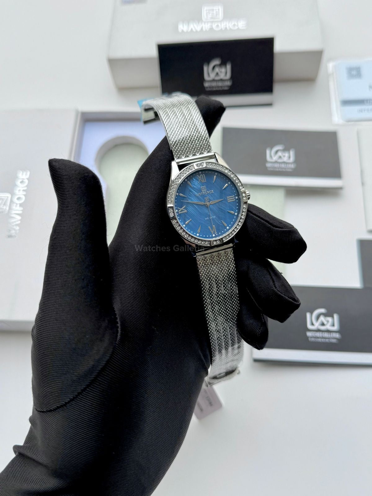 Naviforce NF5028 Blue Classic Stones Quartz Watch (Unisex) Naviforce Watch Pakistan