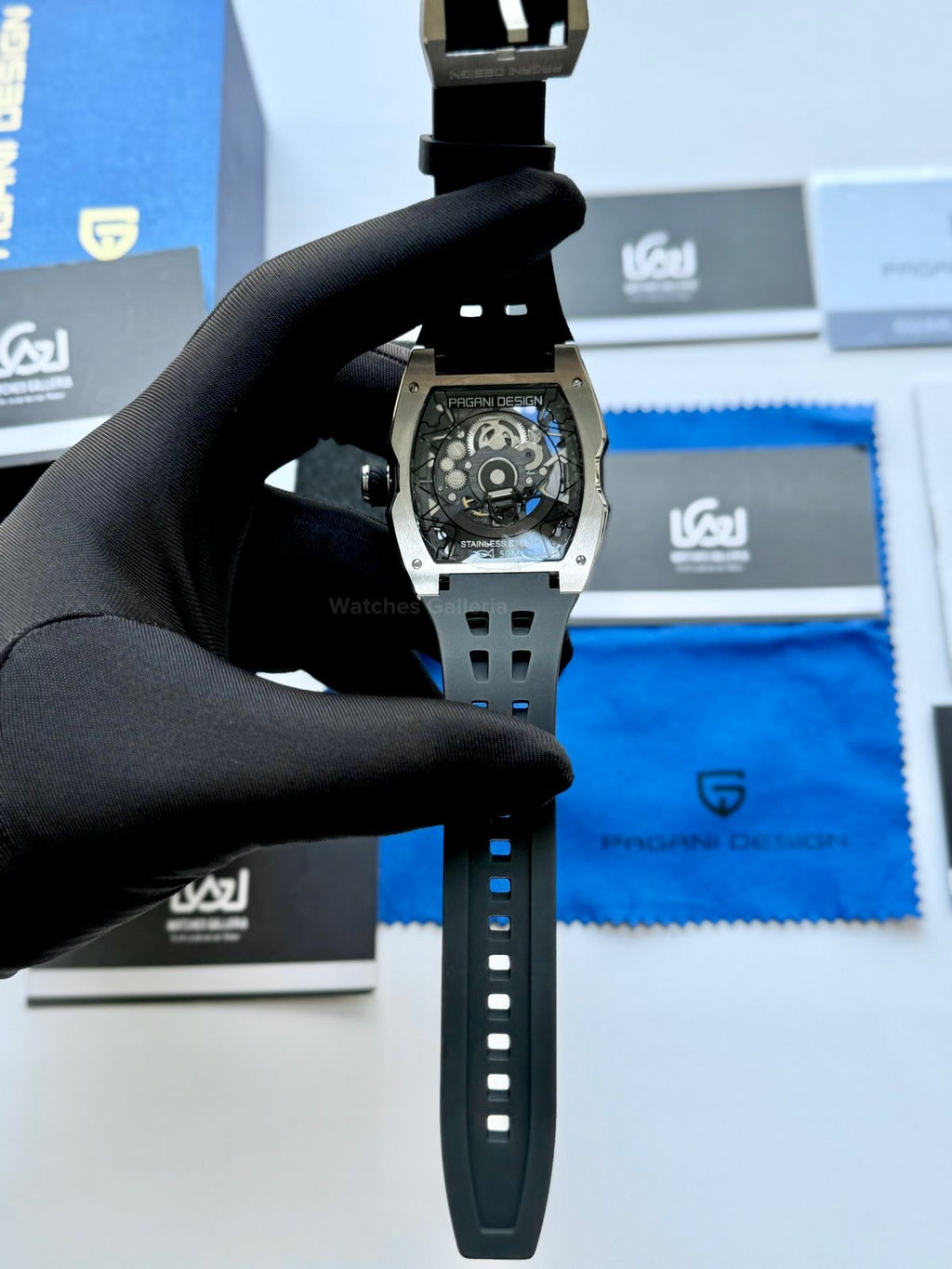 Pagani Design PDys018 Tonneau Skeleton Silver Black 42mm Automatic – Sapphire Crystal | Flywheel | 36H Power Reserve