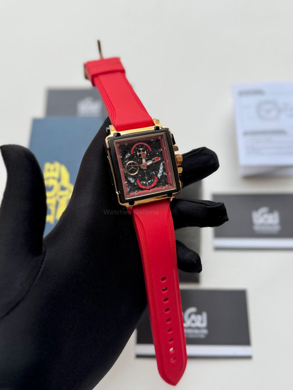 Lige Watch LG8935 Square Chronograph (Red) Lige Watch Pakistan