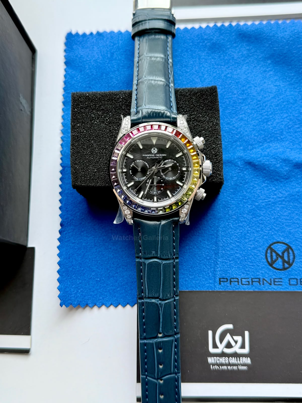 Pagani Design PG1666 Daytona Rainbow Limited Edition Black Automatic Chronograph Watch | 40mm Sapphire Crystal | HZ2196G Movement | 100M Water Resistant