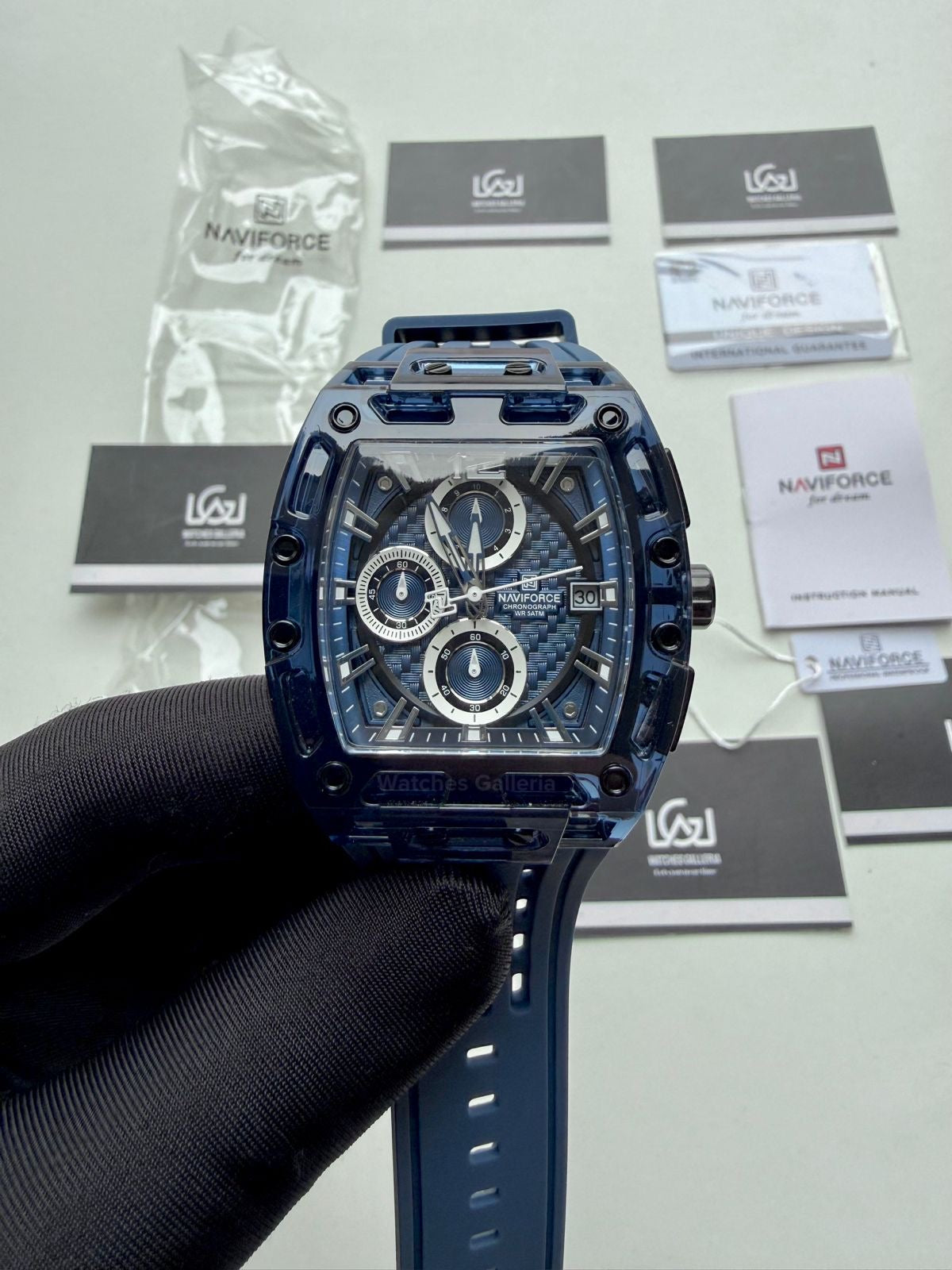 Naviforce NF7105 Tonneau (Blue) Naviforce Watch Pakistan