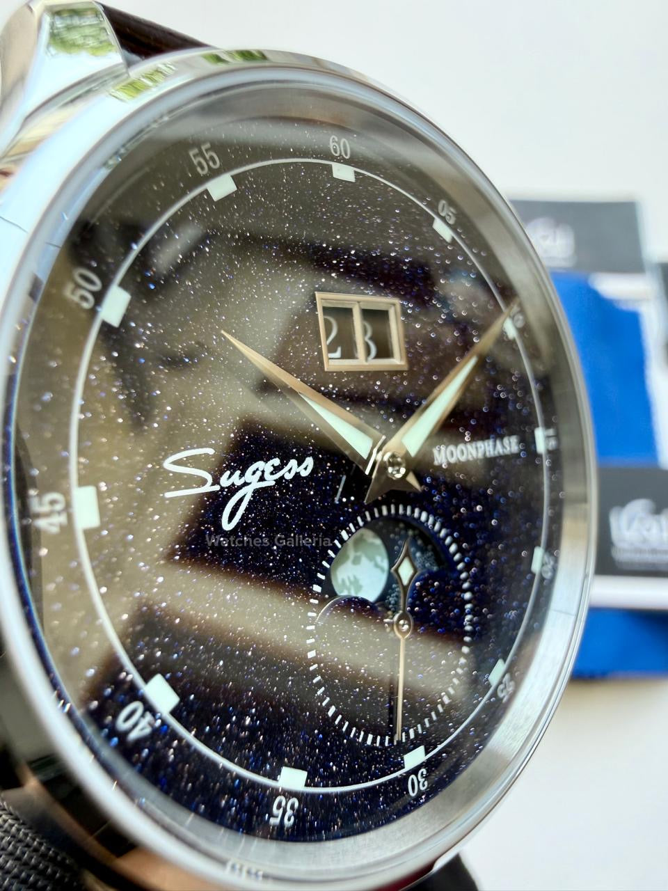 Sugess S401B Brown Leather Moonphase Watch in Pakistan – Luxury Men’s Automatic Mechanical Watch with Starry Sky Dial