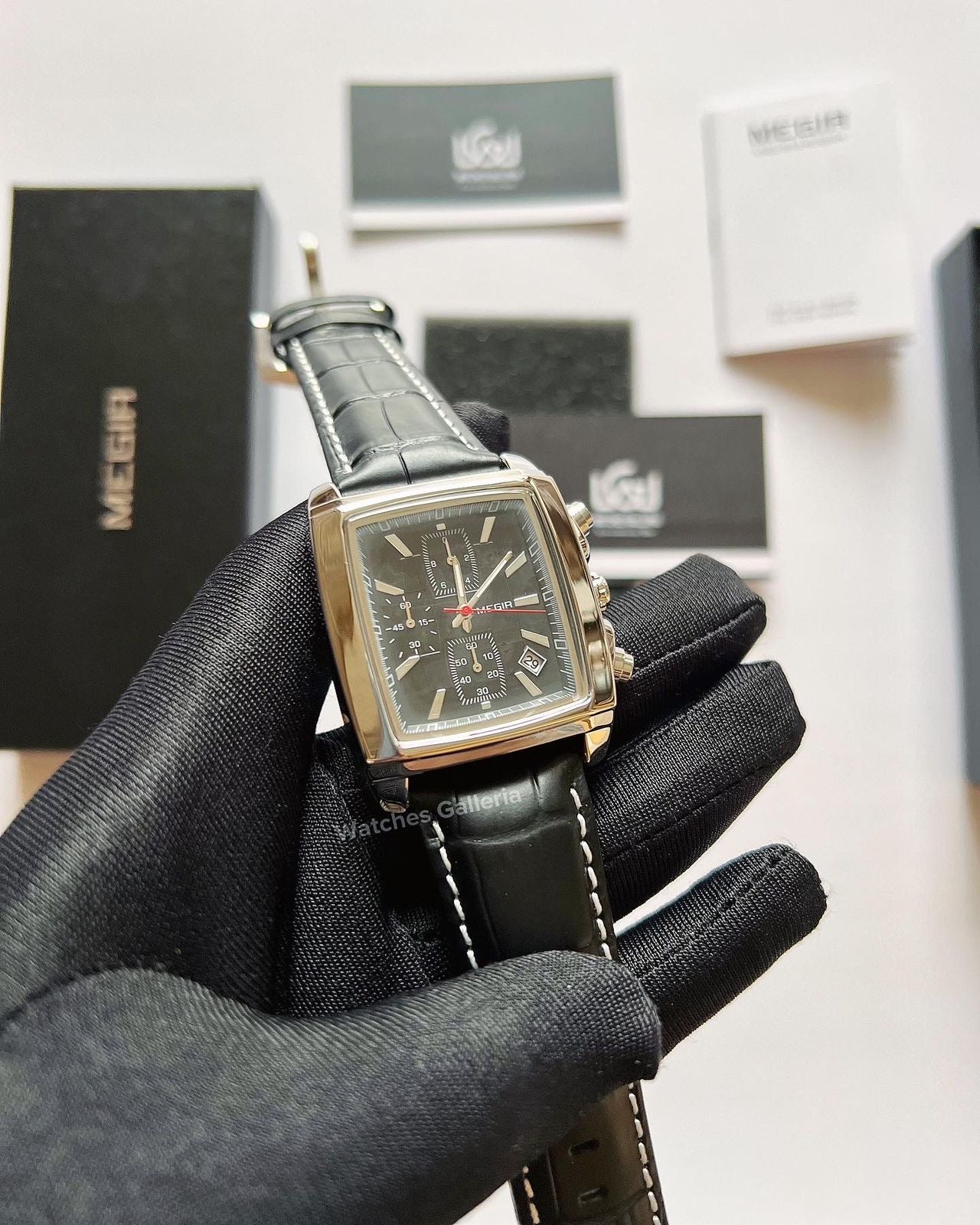 Megir Square Chronograph Quartz (Silver Black) ML2028