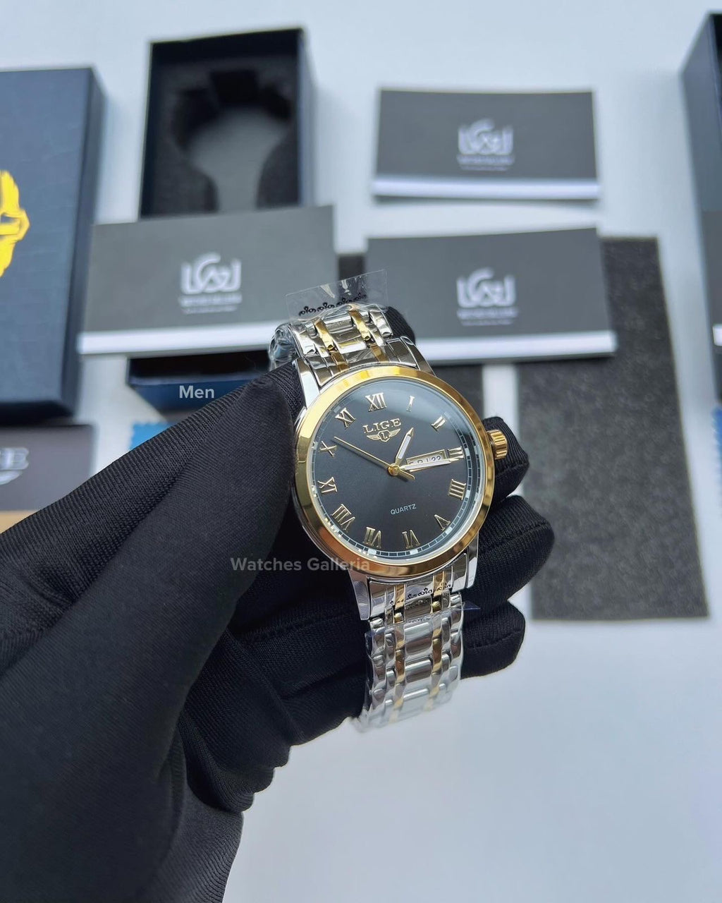 Lige Date Day Couple Watch (Gold/Black) Lige9846 Lige10007L