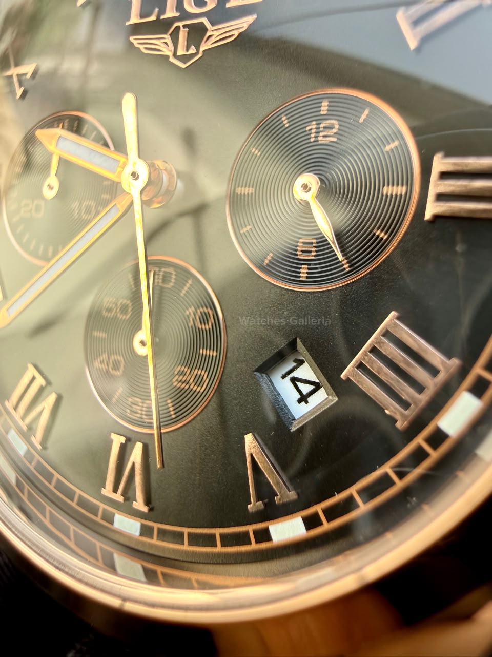 Lige 9852 Chronograph Watch for Men Brown Rose Gold Leather Strap Original Lige Watch in Pakistan