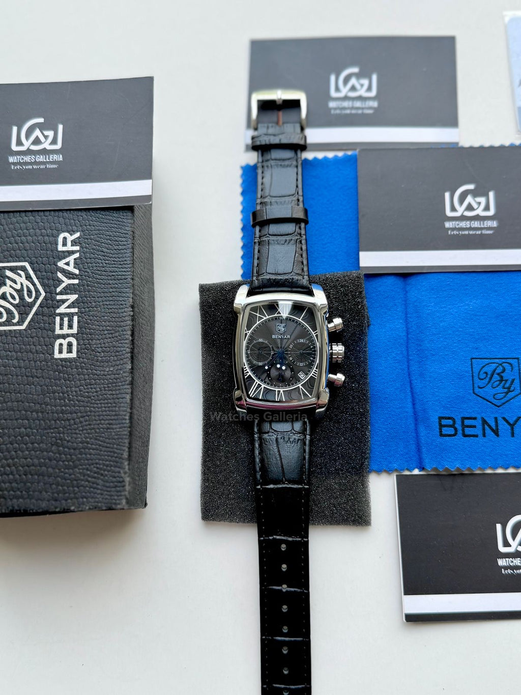 Benyar BY5113 Square Chronograph (Black/Silver) Benyar Watch Pakistan