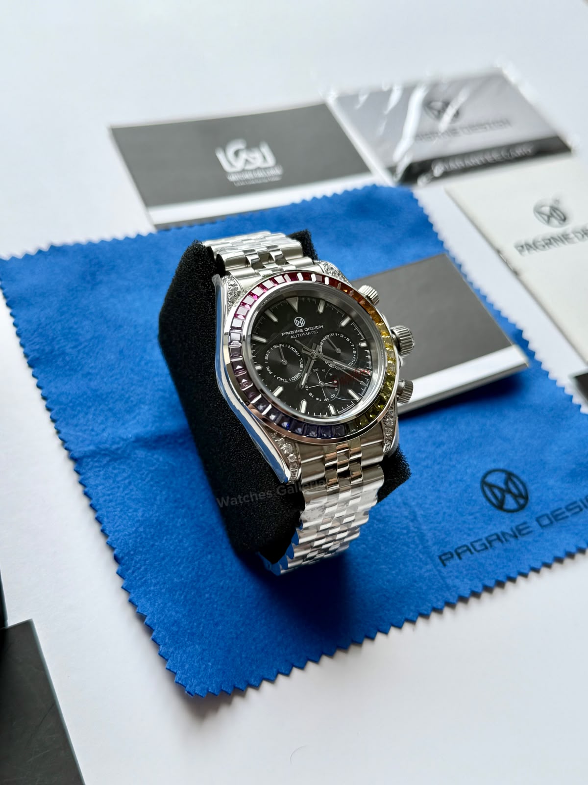 Pagani Design PG1666 Daytona Rainbow Limited Edition Black Automatic Chronograph Watch | 40mm Sapphire Crystal | HZ2196G Movement | 100M Water Resistant