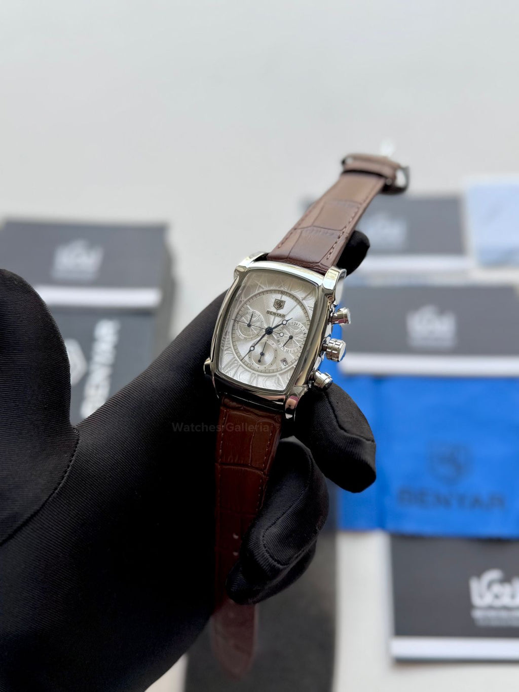 Benyar BY5113 Square Chronograph (Brown/Silver) Benyar Watch Pakistan