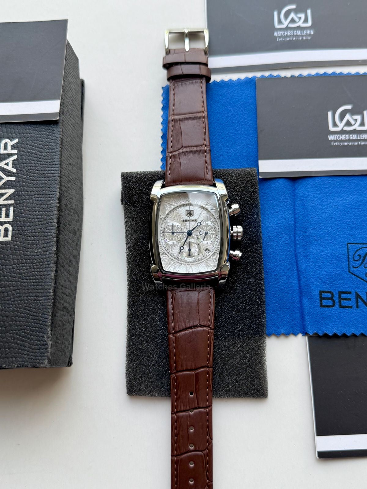 Benyar BY5113 Square Chronograph (Brown/Silver) Benyar Watch Pakistan