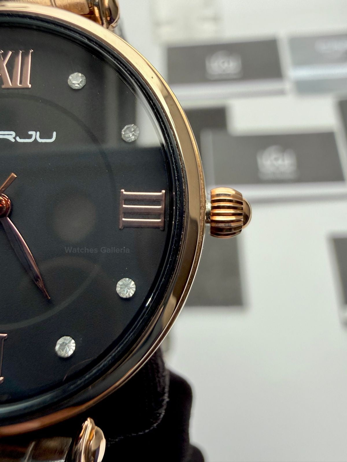 Crrju 2178 Ladies Watch Quartz (Rose Gold/Black) CRRJU Watch Pakistan