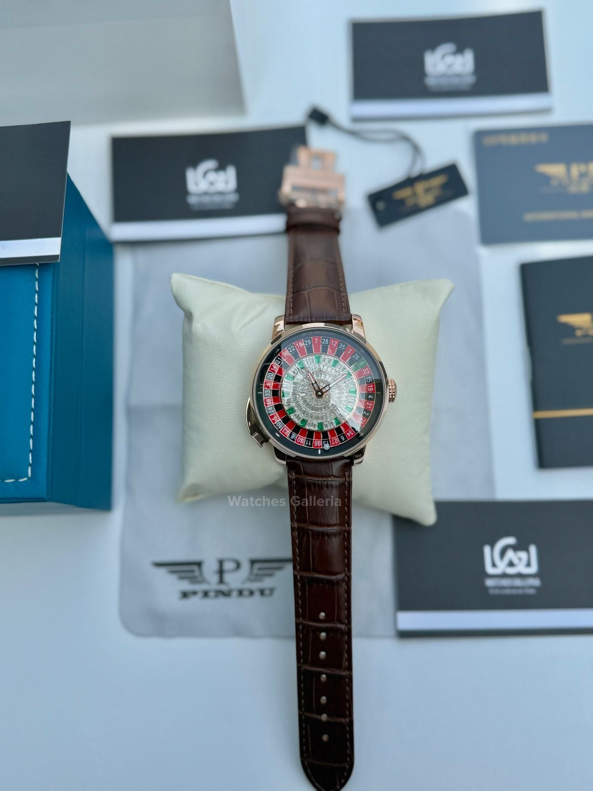Pindu Design Casino Roulette Button Edition Automatic (Baguette Cut Diamonds) P6628 Watches Galleria