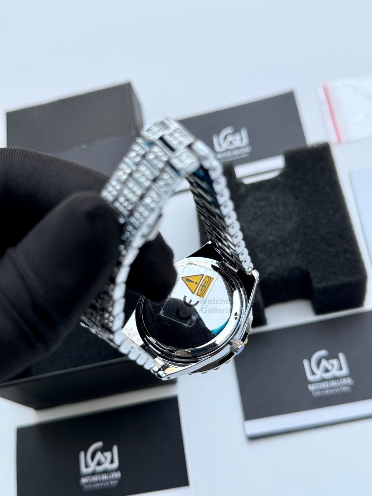 Miss fox 3035 Iced Out Royal Oak Ladies Watch Quartz (Silver)