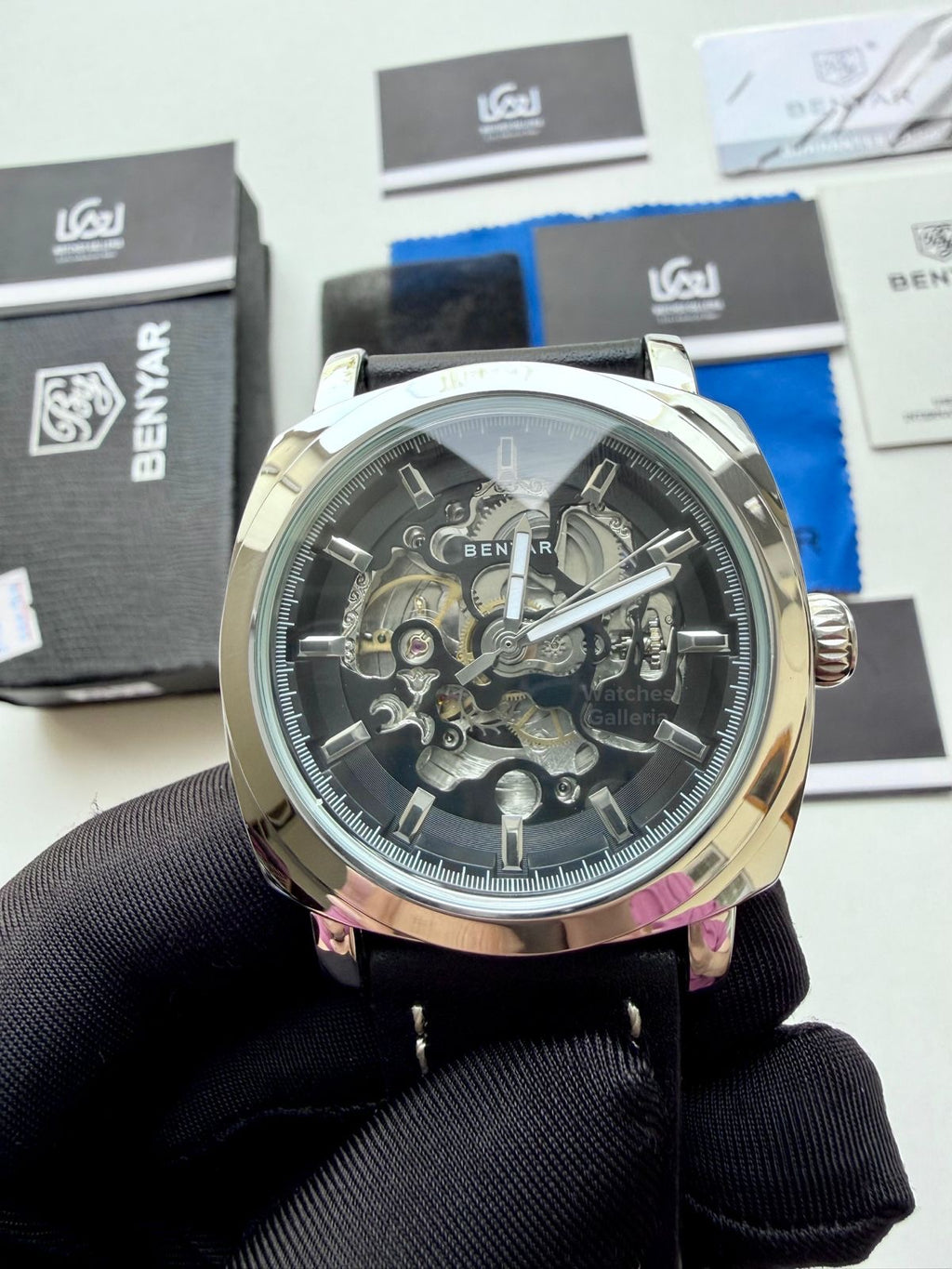Benyar BY5121 Skeleton Automatic Watch (Silver Black) Benyar in Pakistan