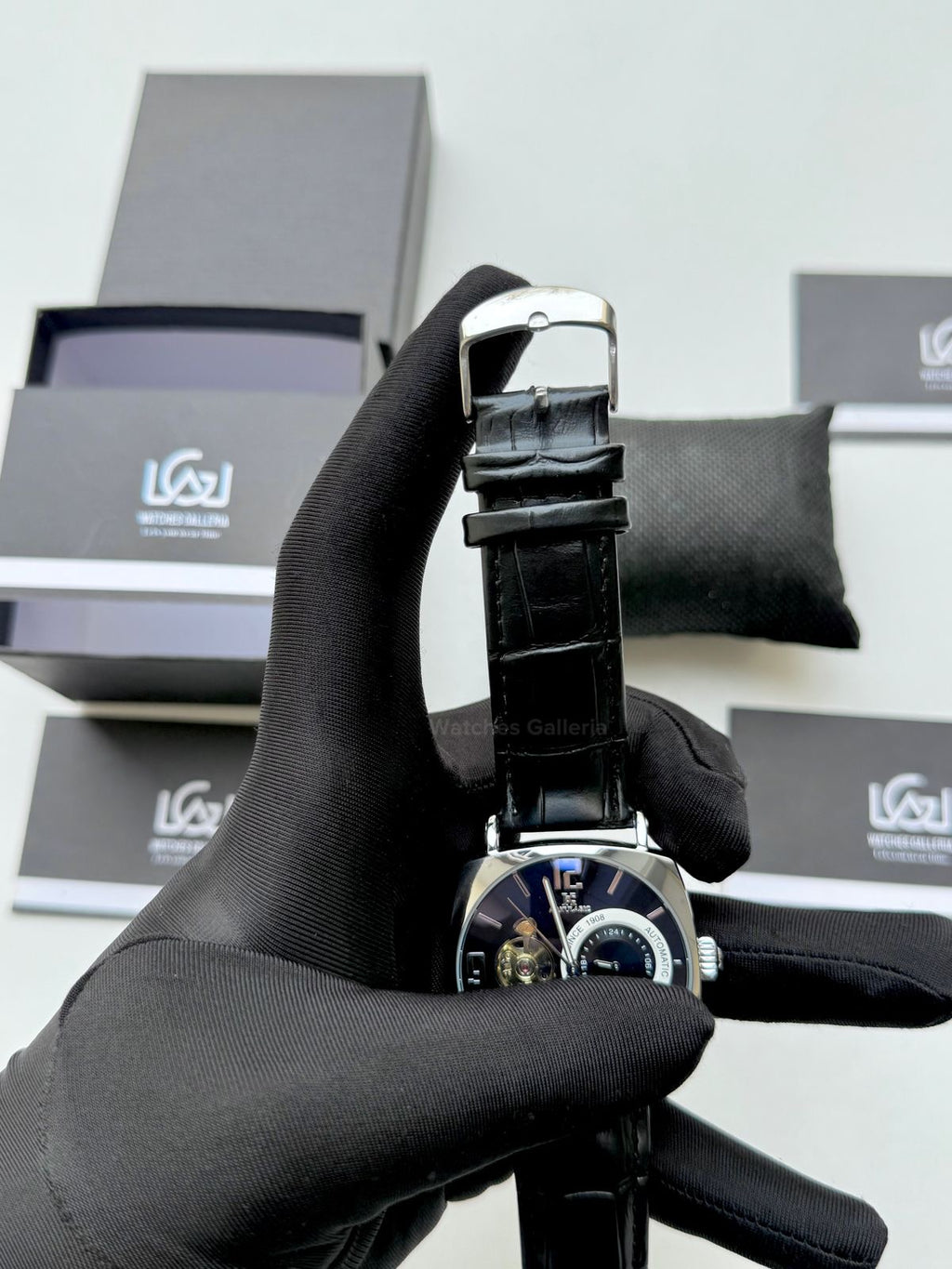 Aokulasic Watch AOKU0001 Moonphase Flywheel (Black Silver) Aokulasic Watch in Pakistan