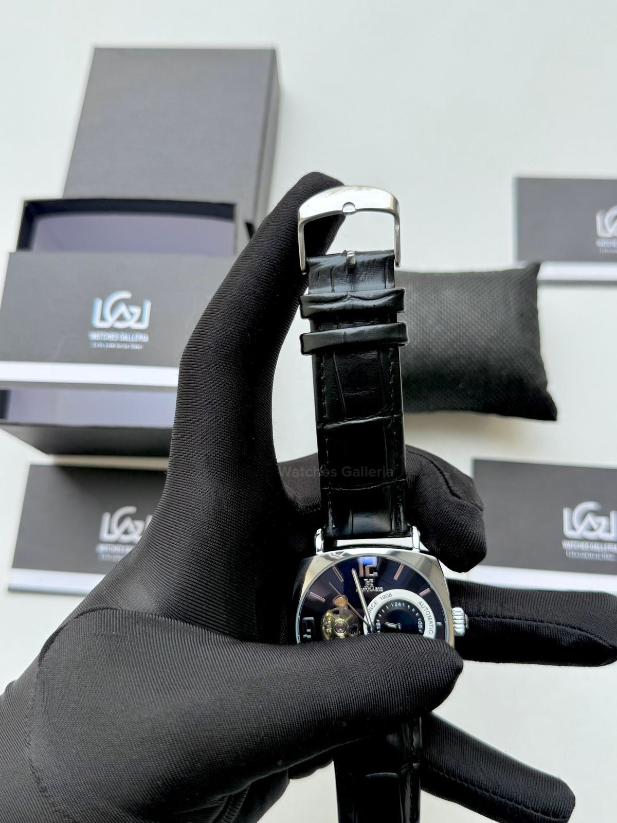 Aokulasic Watch AOKU0001 Moonphase Flywheel (Black Silver) Aokulasic Watch in Pakistan