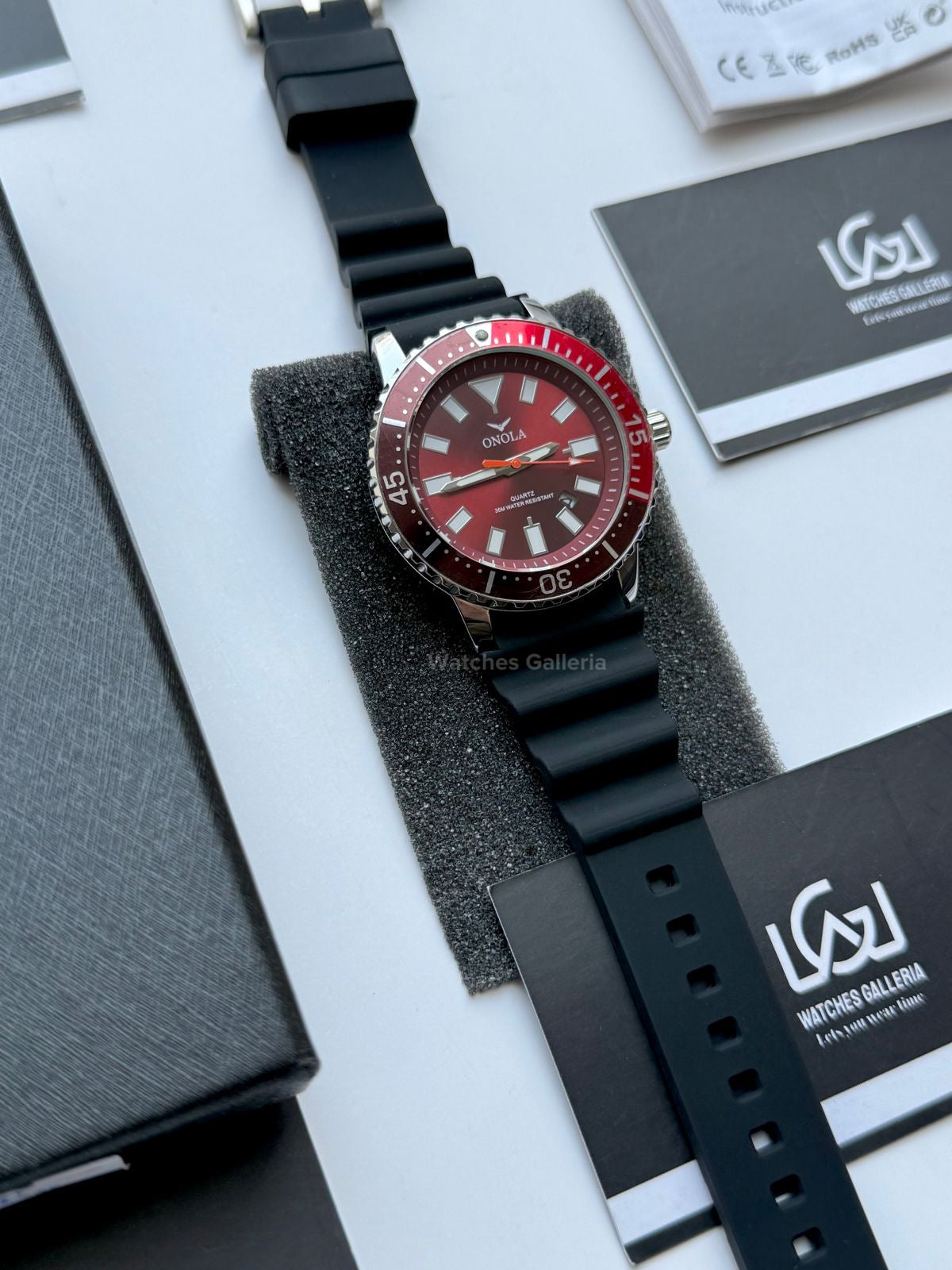 Onola 3850 Sports Diving Style Quartz (Red) Onola Pakistan