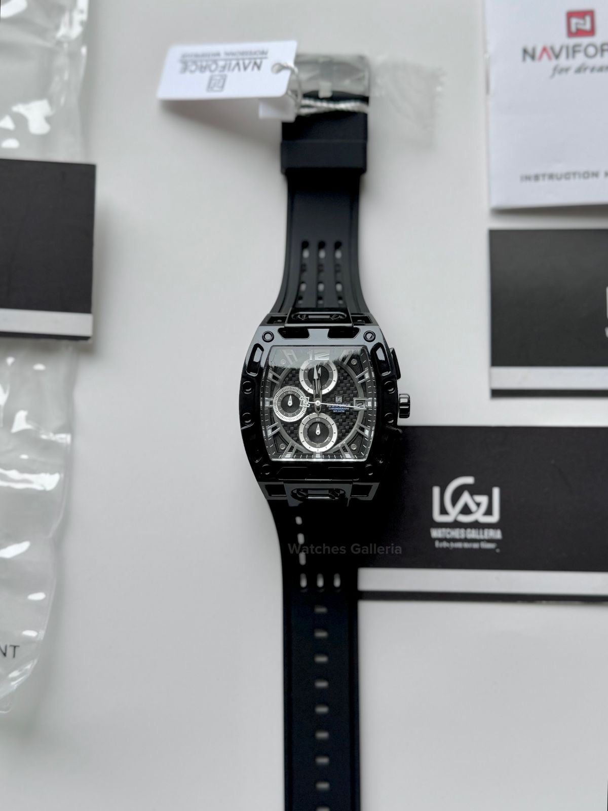 Naviforce NF7105 Tonneau Watch (Black) Naviforce Watch in Pakistan