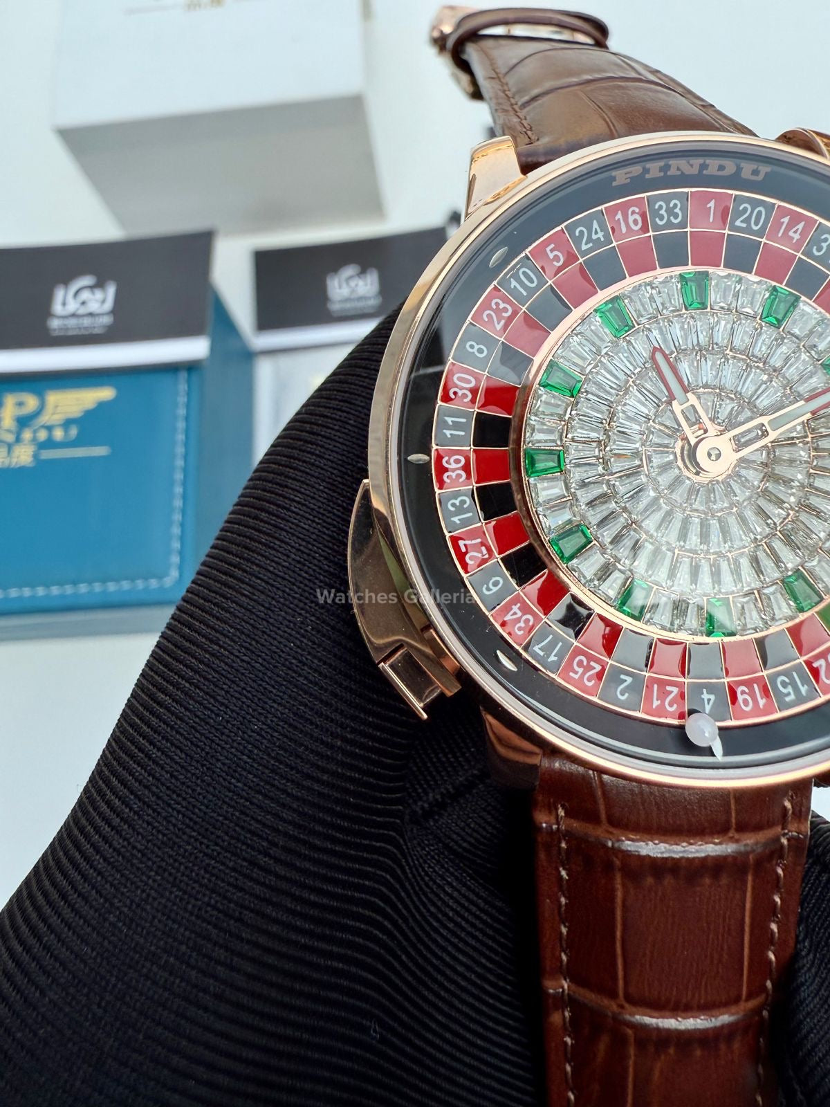 Pindu Design Casino Roulette Button Edition Automatic (Baguette Cut Diamonds) P6628 Watches Galleria