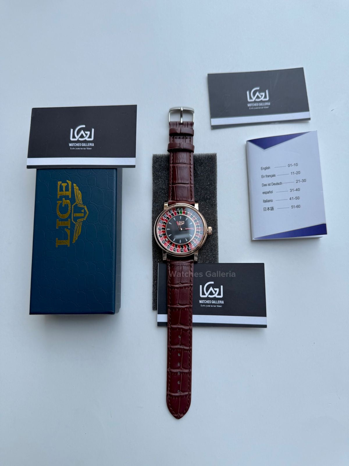 Lige Casino Watch Quartz (Brown -Rose Gold) LG89161 Watches Galleria