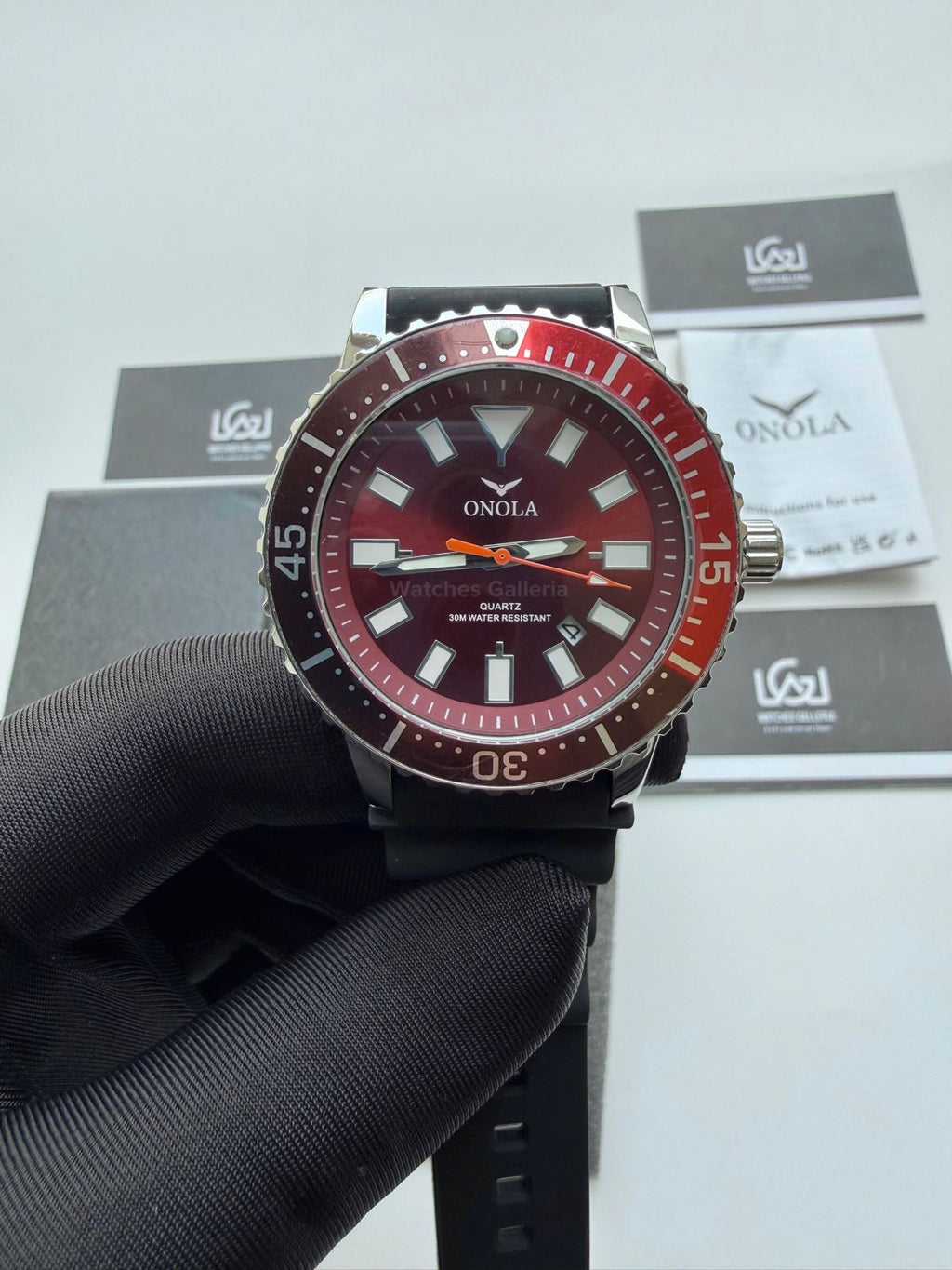 Onola 3850 Sports Diving Style Quartz (Red) Onola Pakistan