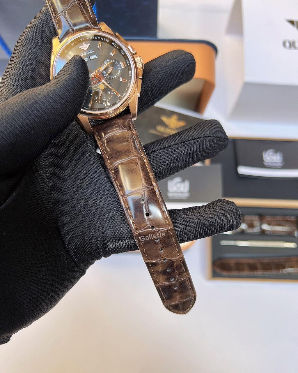 Oupinke Calendar Moonphase Automatic (Brown) 3189