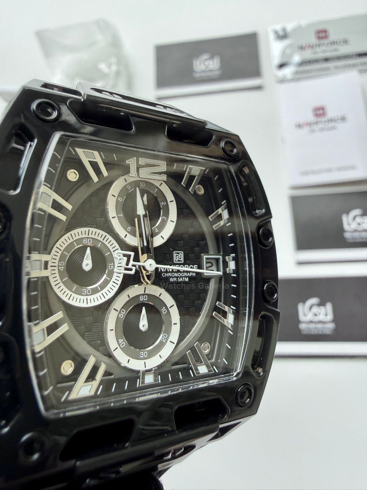 Naviforce NF7105 Tonneau Watch (Black) Naviforce Watch in Pakistan