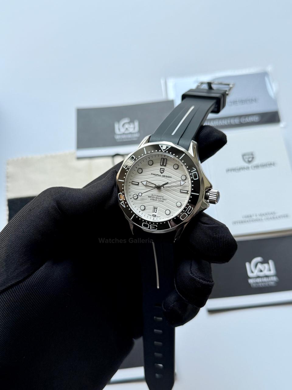 Pagani Design PD1685 Silicon Seamaster Diver White Automatic Watch – 200M Sapphire Crystal NH35A/Miyota Luxury Dive Watch in Pakistan | Watches Galleria