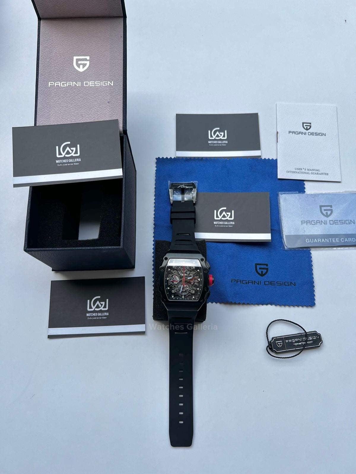 Pagani Design Tonneau Chronograph Quartz Watch (Black/Black) PDys011 Watches Galleria