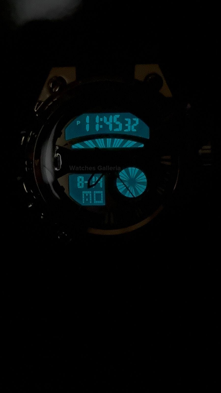 Lige 8922 Sports Watch Gold Black 45mm Dual Display Analog Digital LED Alarm Waterproof 50M Silicone Strap Men’s Watch