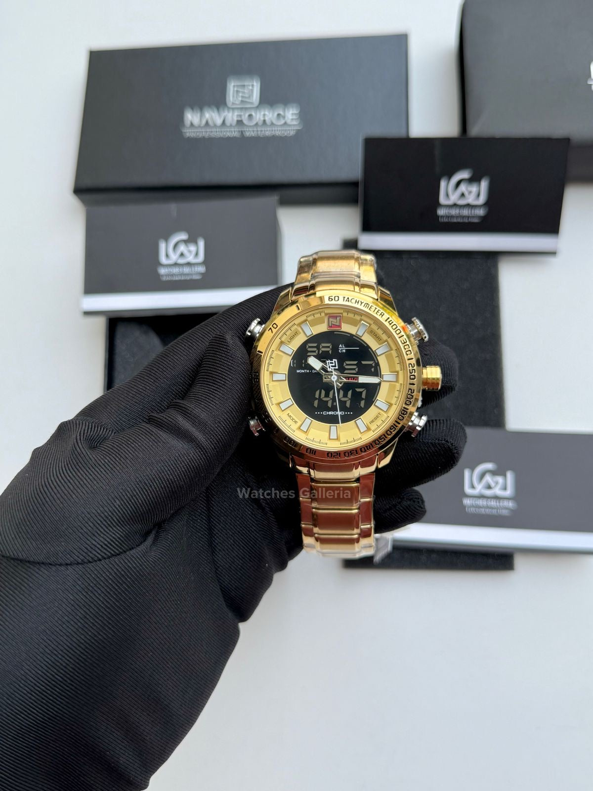 Naviforce Dual Analog and Digital Watch (Gold) NF9093M Watches Galleria