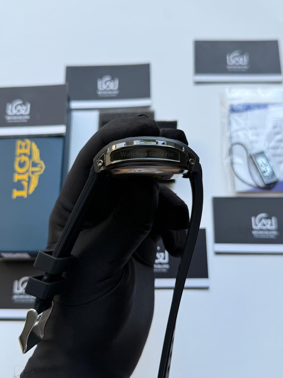 LIGE LG89148 Black Tonneau Chronograph Watch in Pakistan – Luxury Men’s Quartz Watch with Silicon Strap