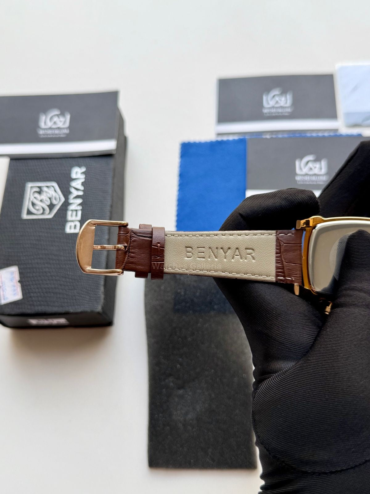 Benyar BY5113 Square Chronograph (Brown/White Rose Gold) Benyar Watch Pakistan