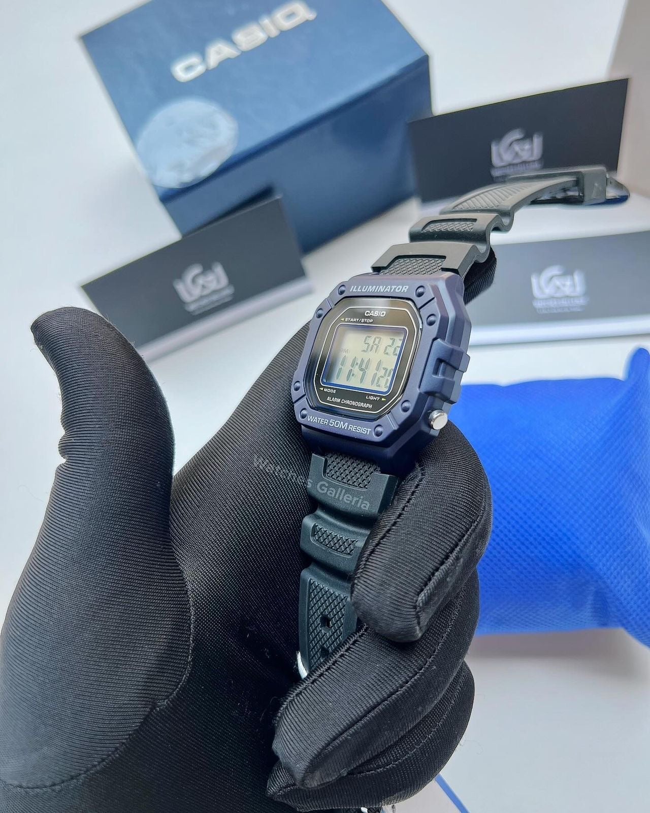 Casio Sports Digital Watch (Black Blue Limited Edition) W218H Watches Galleria