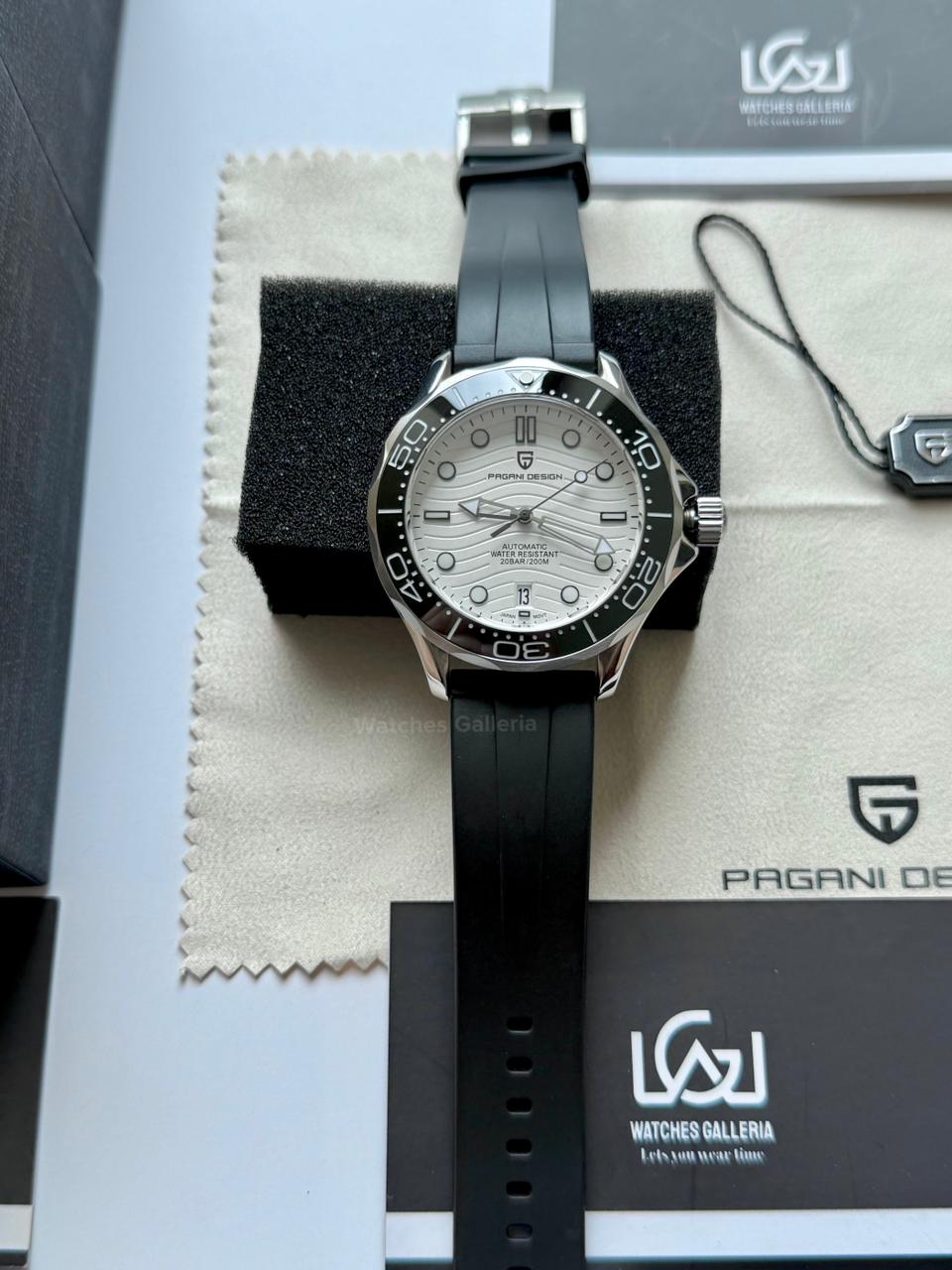 Pagani Design PD1685 Silicon Seamaster Diver White Automatic Watch – 200M Sapphire Crystal NH35A/Miyota Luxury Dive Watch in Pakistan | Watches Galleria