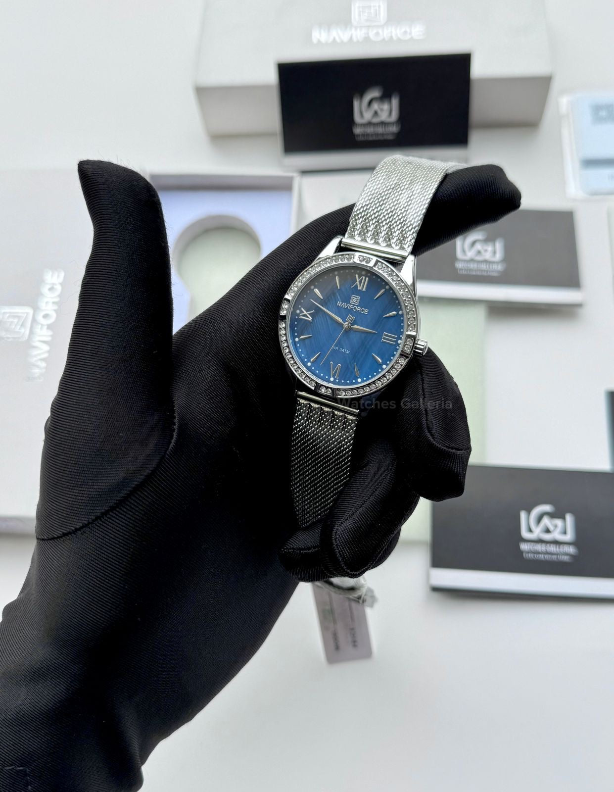 Naviforce NF5028 Blue Classic Stones Quartz Watch (Unisex) Naviforce Watch Pakistan