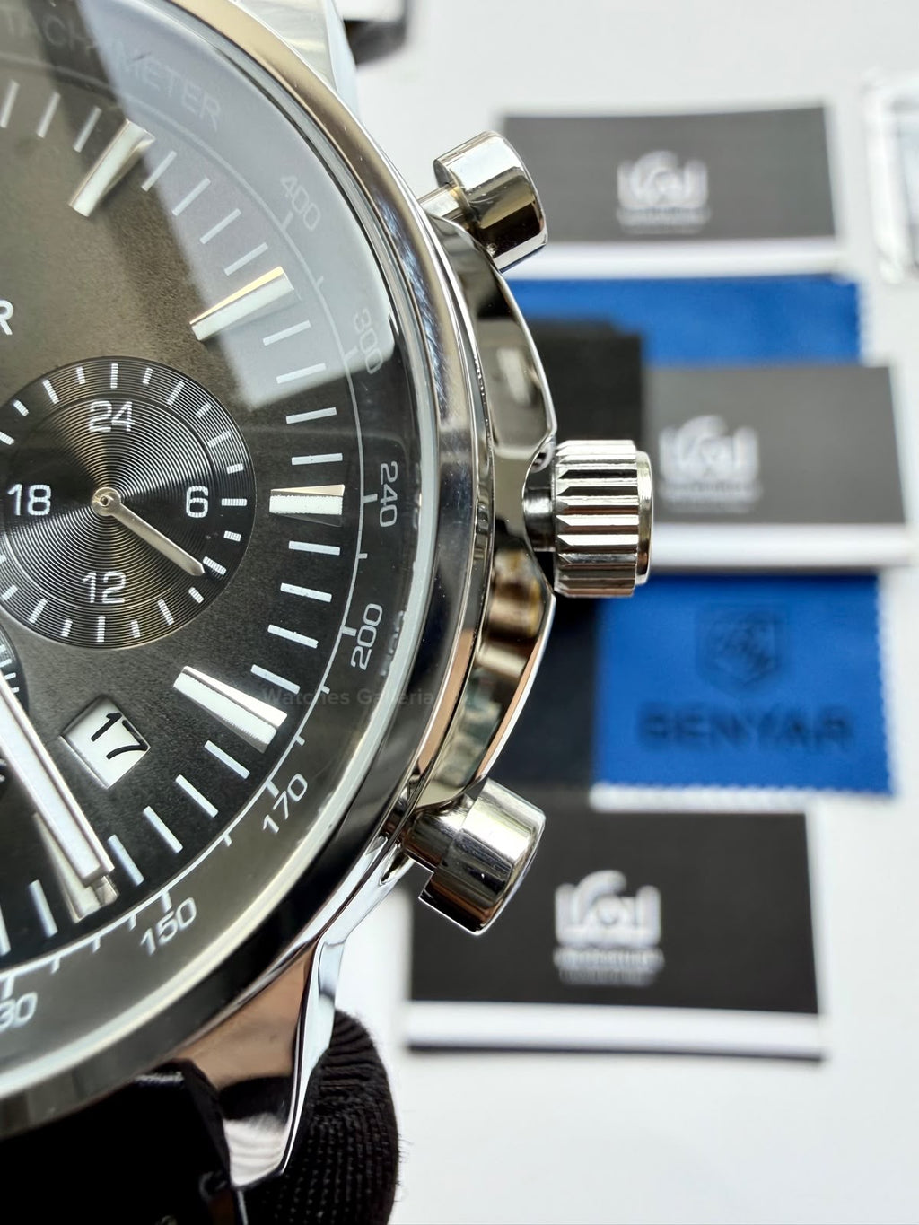 Benyar BY5213 Black Men’s Luxury Quartz Leather Strap Watch – Waterproof Stainless Steel Analog Wrist Watch with Luminous Hands | Original Benyar Pakistan | Watches Galleria