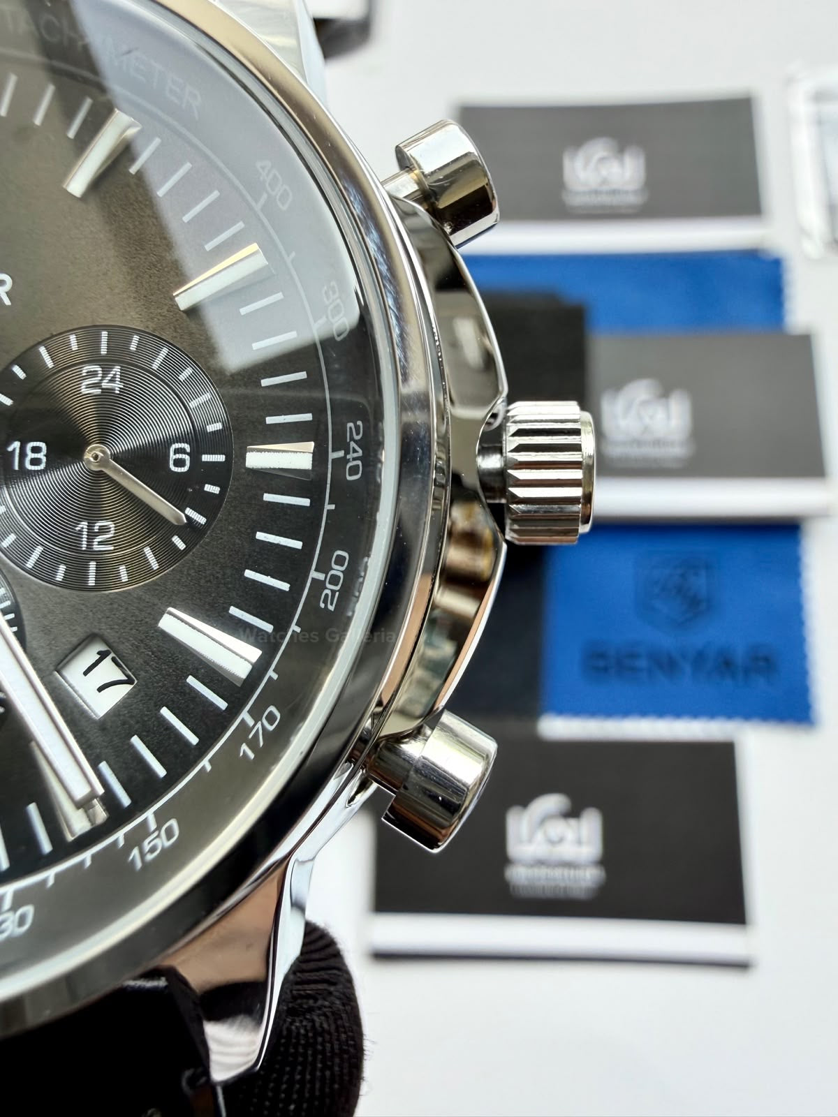 Benyar BY5213 Black Men’s Luxury Quartz Leather Strap Watch – Waterproof Stainless Steel Analog Wrist Watch with Luminous Hands | Original Benyar Pakistan | Watches Galleria