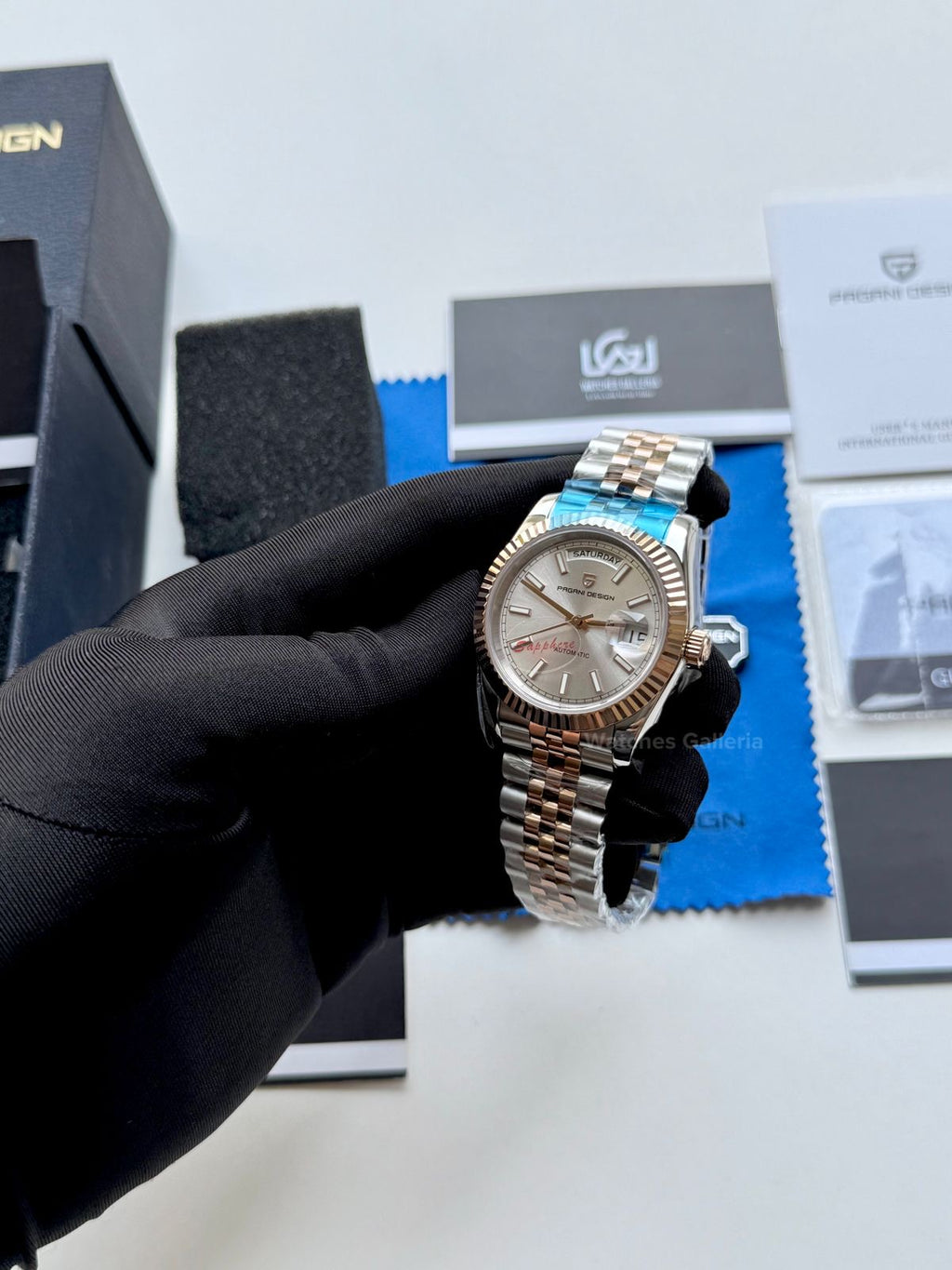 Pagani Design PD1752 Date Day Automatic (Two Tone Silver) New Release Pagani Design in Pakistan