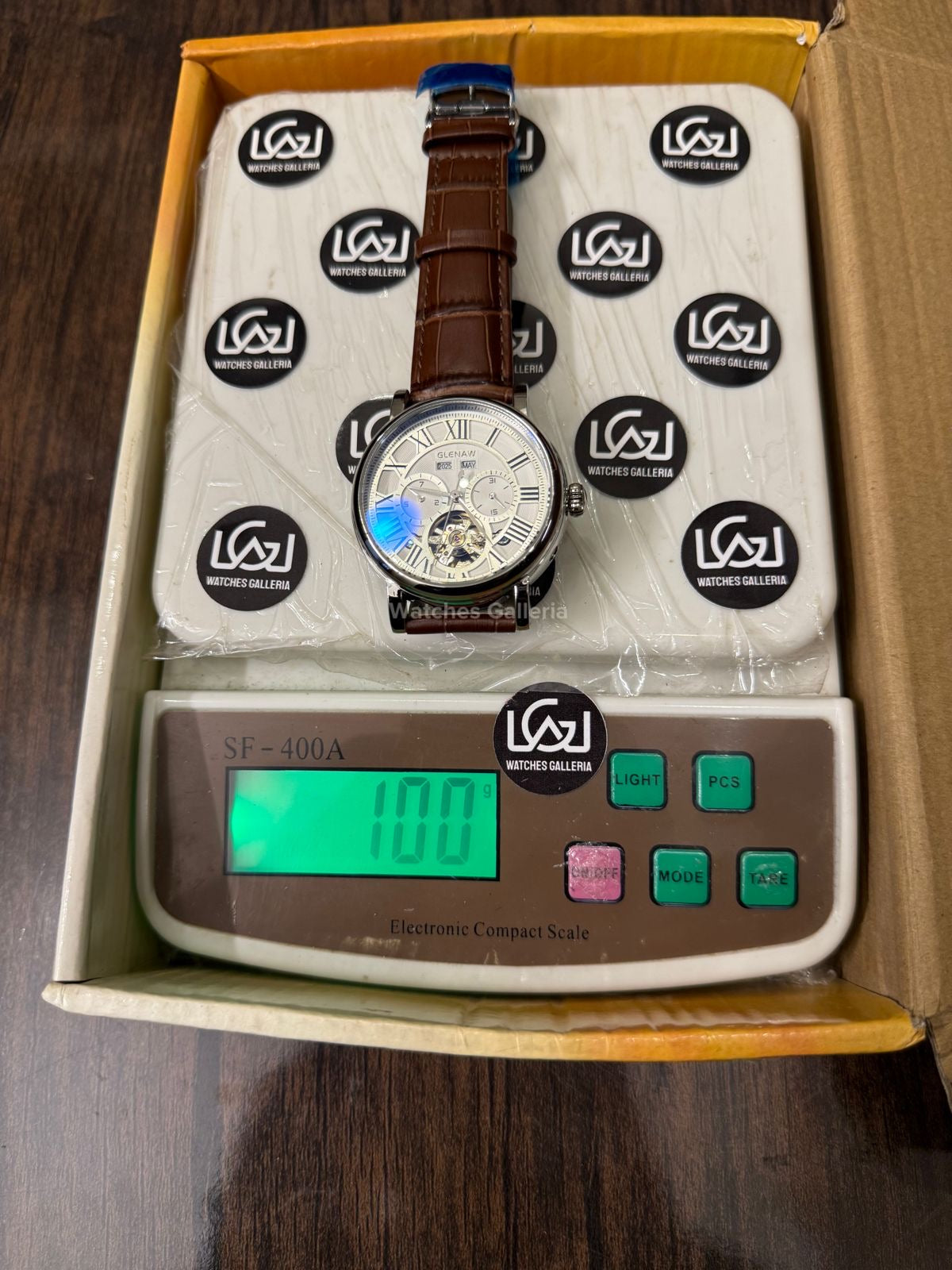 Glenaw GL8920 Calendar Flywheel Automatic Watch – Brown | Luxury Automatic Wristwatch for Men