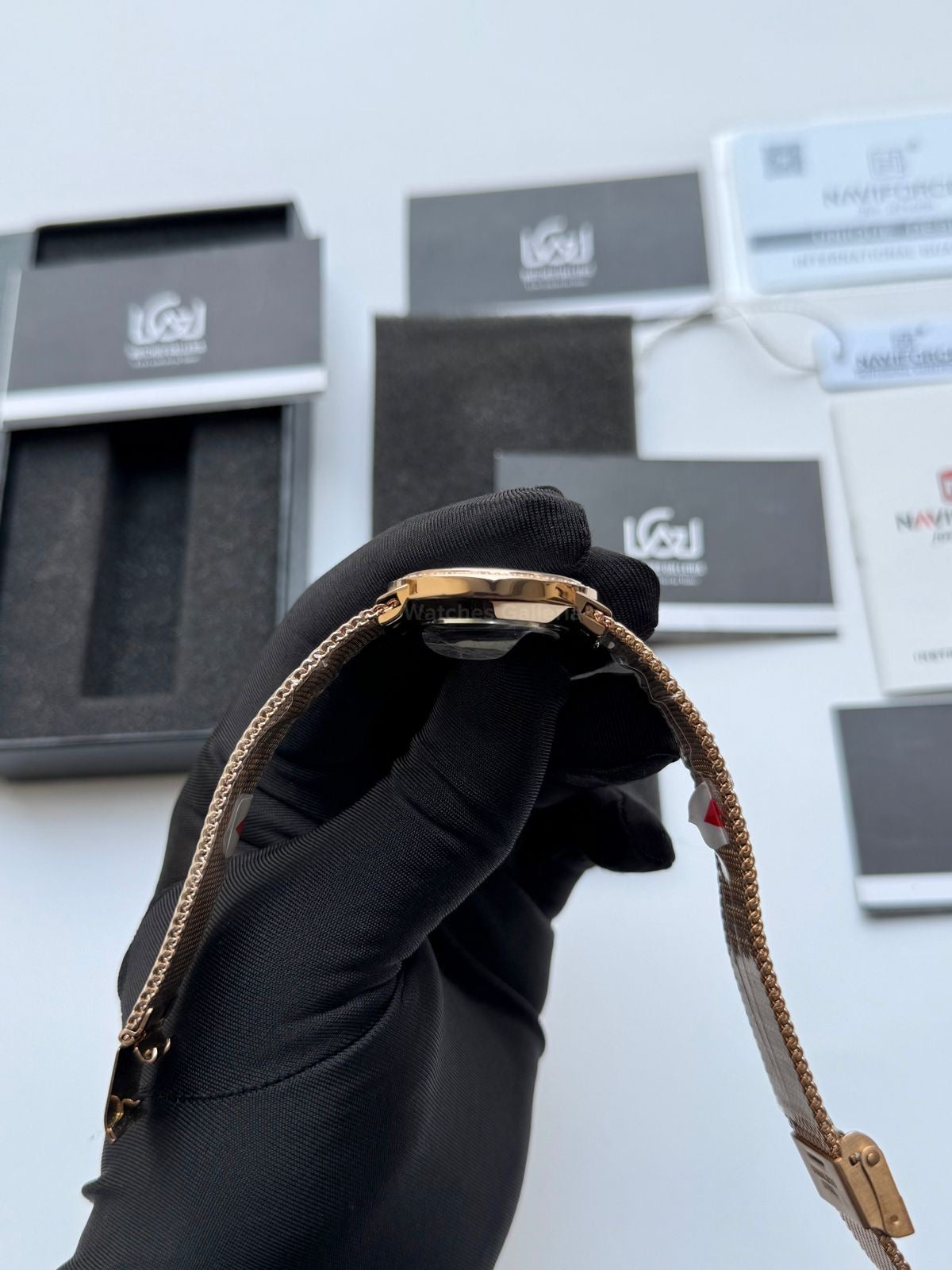 Naviforce NF5005 Women Watch Quartz (Rose Gold/White) Naviforce Watch in Pakistan