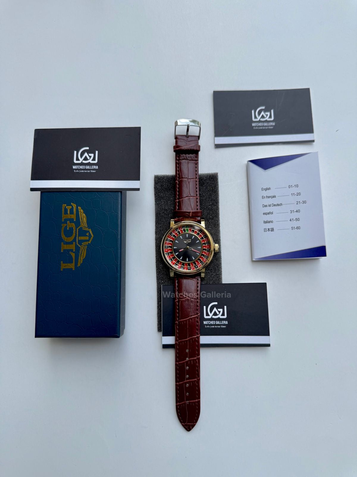 Lige Casino Watch Quartz (Brown-Yellow Gold) LG89161 Watches Galleria
