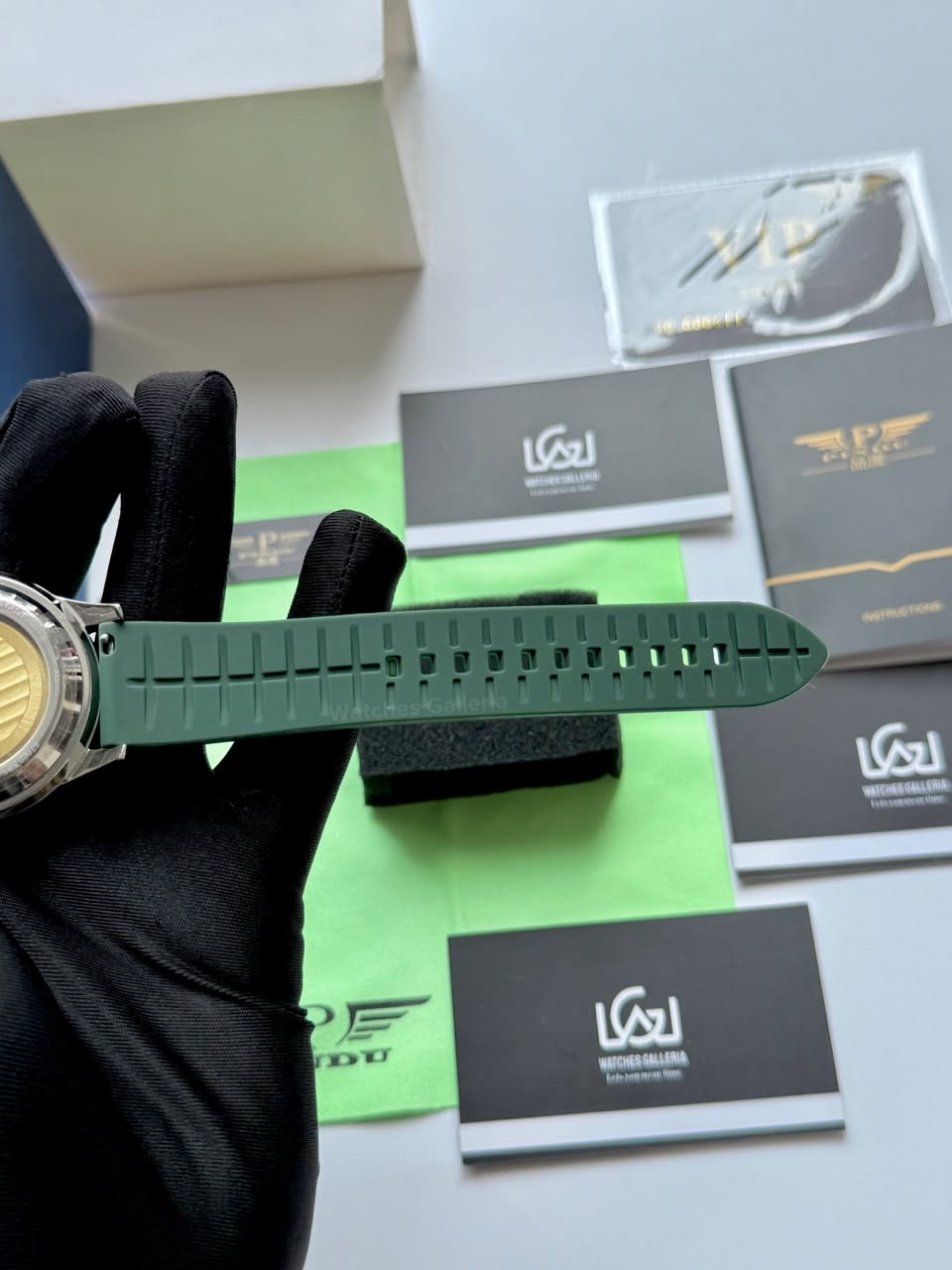 Pindu 5037 Green/Green Silicon LeatherDiamonds Hand Encrusted Diamond Automatic Tourbillon Watch for Men | Luxury Mechanical Watch | 43mm Stainless Steel Case