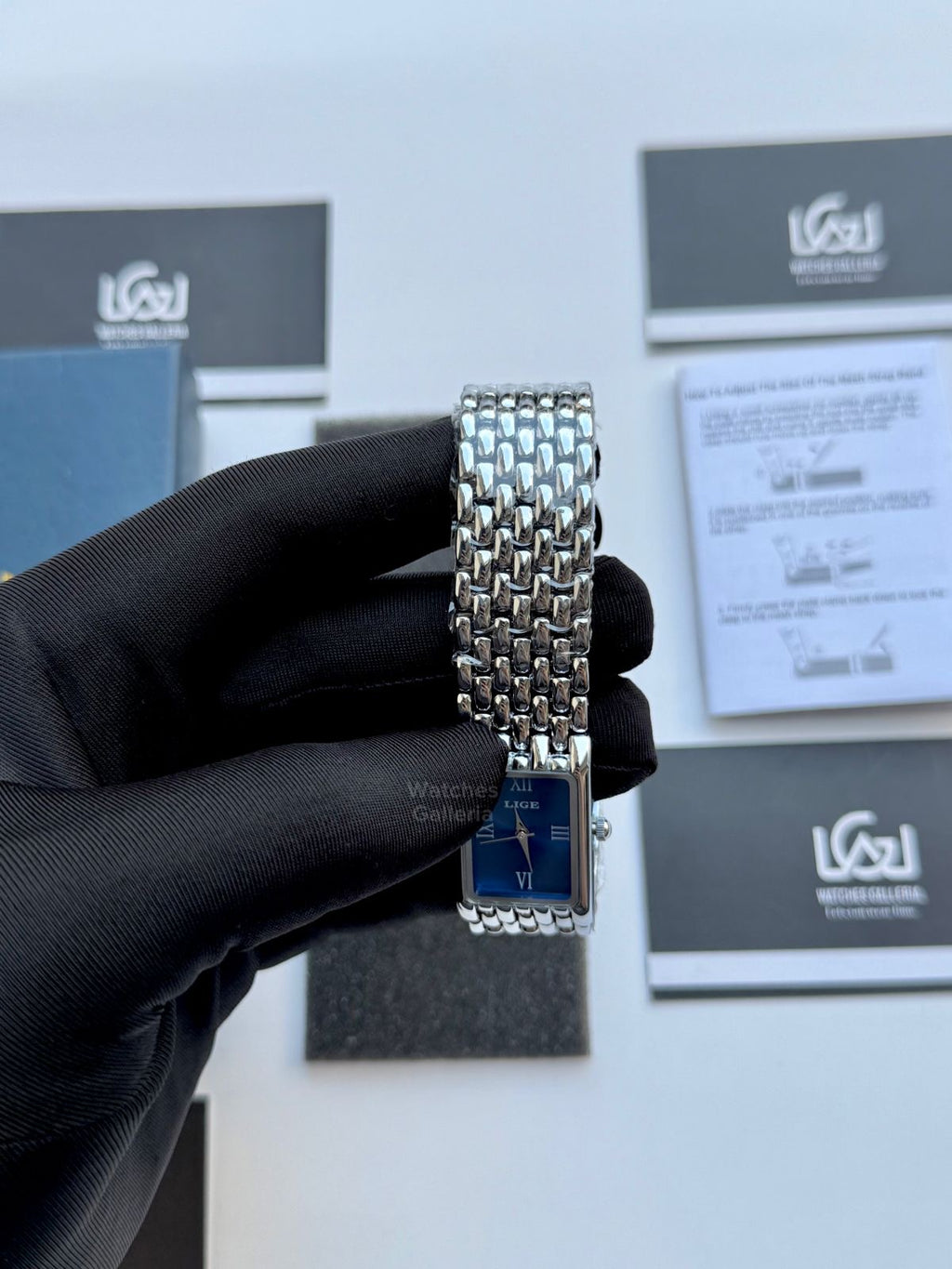 Lige 89156 Tank Women Watch Quartz (Silver/Blue) Lige Women Watch