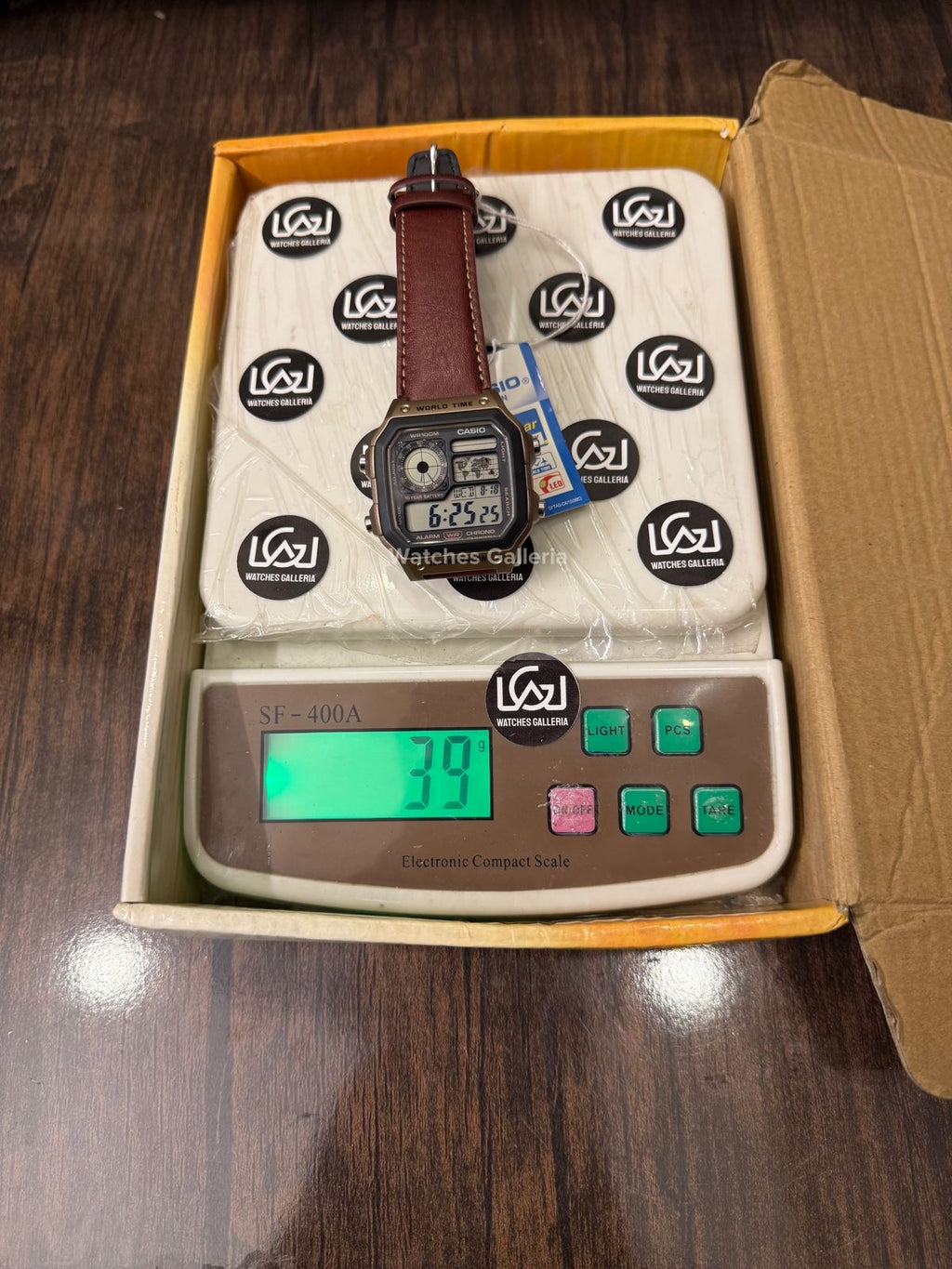 Casio AE-1200WHL-5AVDF World Time Digital Watch Brown Leather Strap 100M Water Resistant – 10 Year Battery
