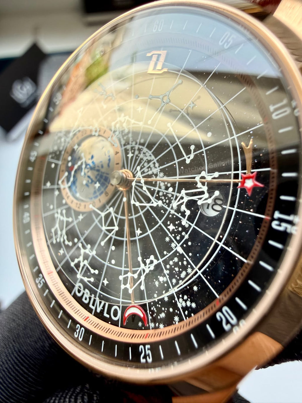 OBLVLO GC (Brown Rose Gold Black) Grand Complications Celestial Automatic Watch Brown & Black Dial with Rose Gold Details, Moving Constellation & Earth Display – OBLVLOGC | Oblvlo