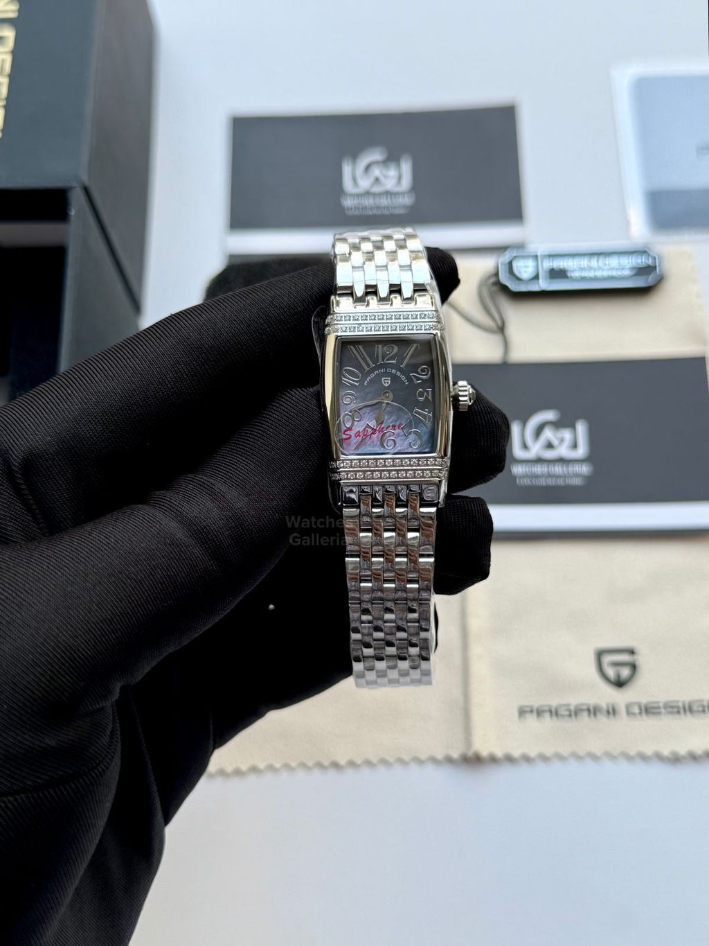 Pagani Design PD1737 Square Ladies Watch Silver Blue 22mm - Swiss Ronda 762 Quartz | Sapphire Glass | Elegant Stone Dial