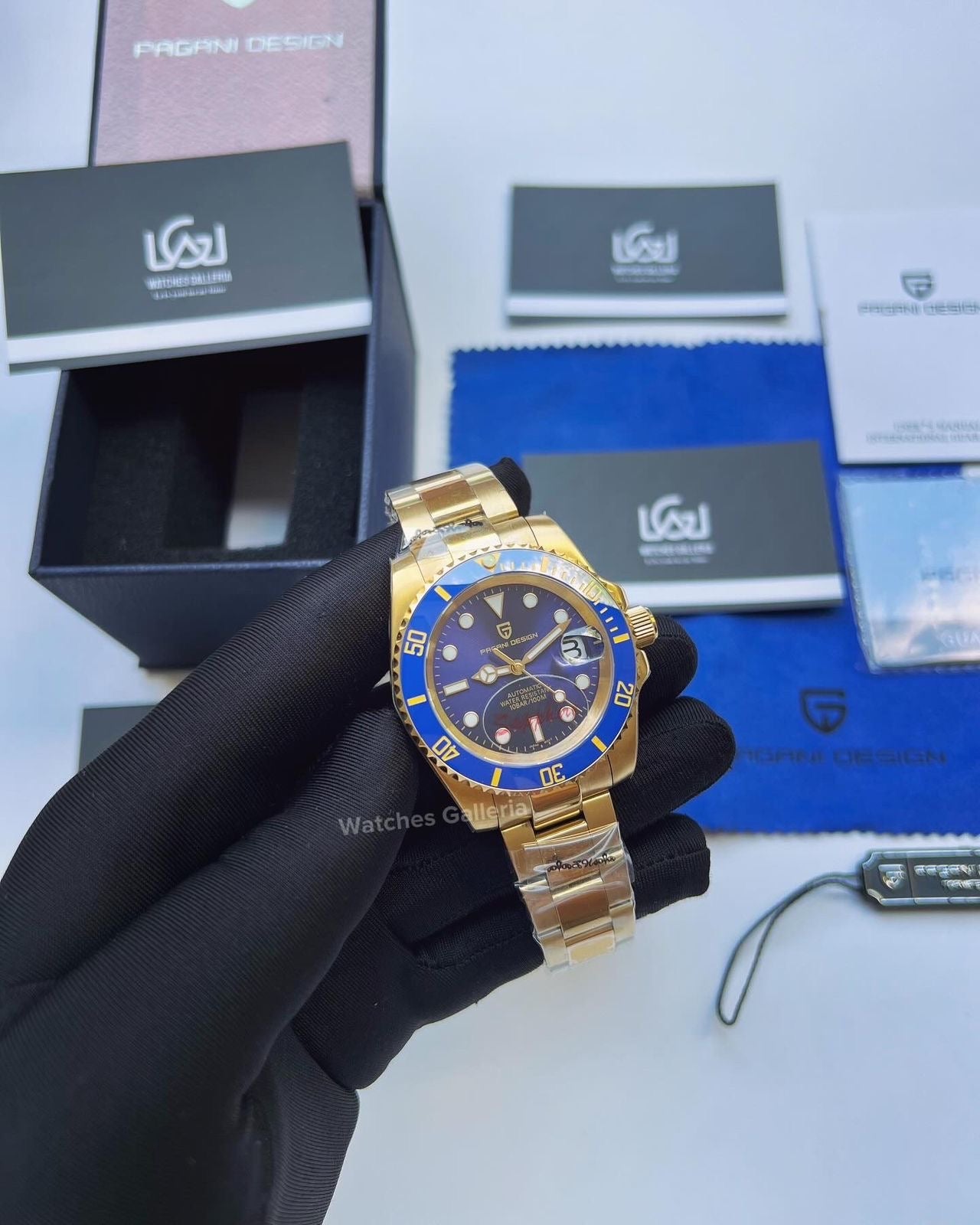 Pagani Design Submariner Date Automatic (Yellow Gold Blue) PD1661 Pagani Design