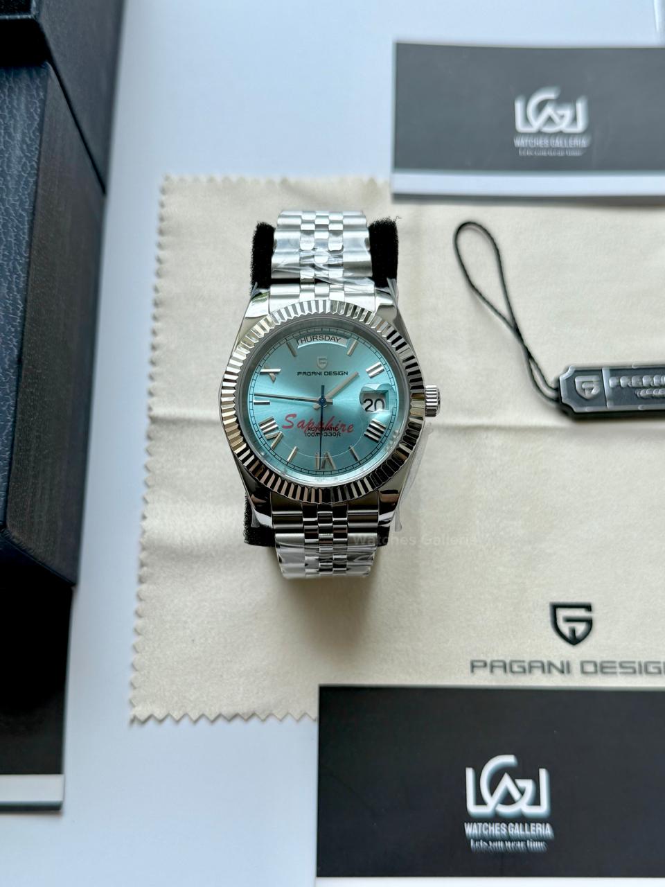 Pagani Design PD1783 Date Day Ice Blue Jubilee Edition Automatic Watch | Seiko NH36A | Sapphire Crystal | 100M Waterproof | Pakistan
